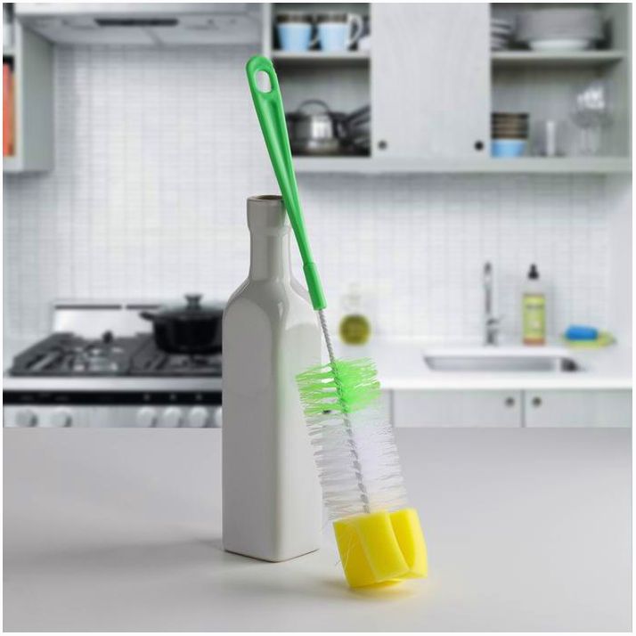 Ёршик для посуды с губкой Доляна, 5?34 см, цвет МИКС артикул анонс 1381439