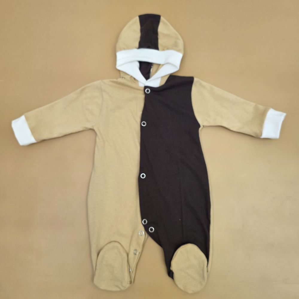 Комбинезон №2 (кулирка, кнопки спереди и снизу, открытые ручки, закрытые ножки, c капюшоном) артикул анонс 0355-56МД