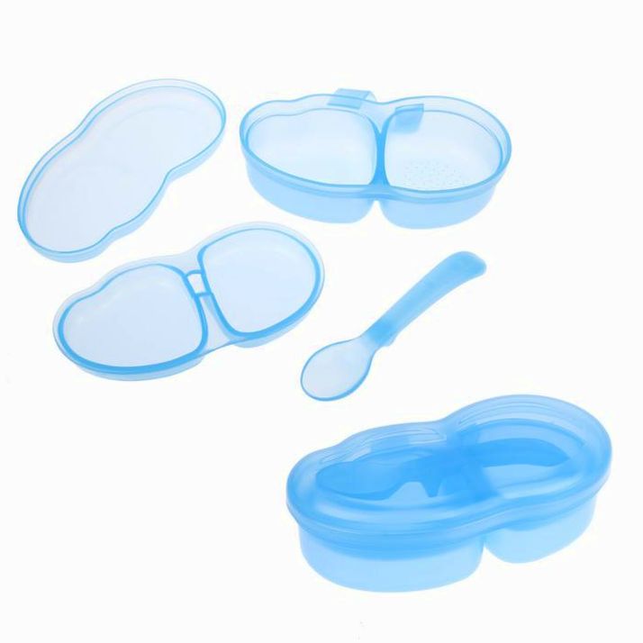 № 3805541 Набор посуды детский, 3 предмета: тарелка с плотной крышкой, тарелка с секциями, ложка.