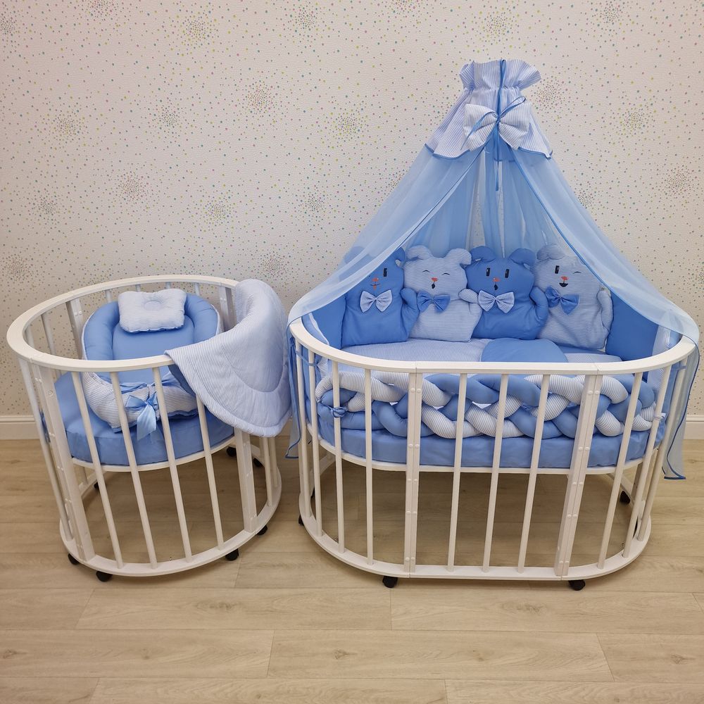 № 1183-О-1 КПБ 19 пр (балдахин + борт + пододеяльник + 2 одеяла + наволочка + 2 подуш + 2 прост + гнездо (бязь)