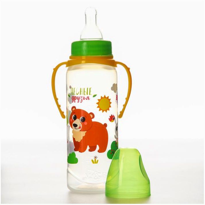 № 7987842 Бутылочка для кормления «Лесные друзья», классическое горло, 250 мл., от 3 мес., цилиндр, с ручками