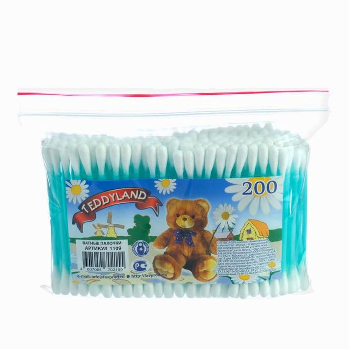 № 2323358 Ватные палочки Teddyland, 200 шт.