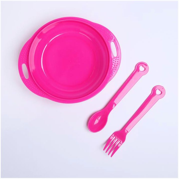 № 3275228 Набор детской посуды «Милашка», 4 предмета: тарелка, бутылочка, ложка, вилка, от 5 мес.