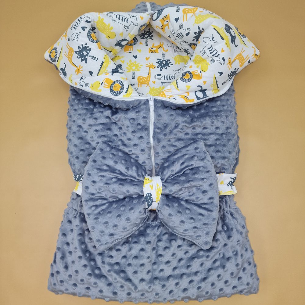 Конверт - одеяло трансформер с карманом+бант-подушка ассорти (плюш/кулир) артикул анонс 7499-0-1