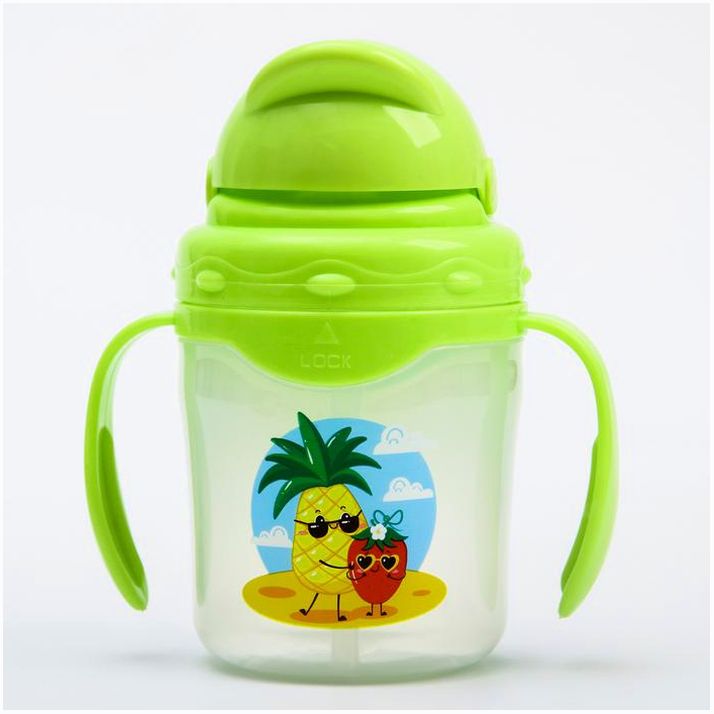 Поильник с силиконовой трубочкой «Веселье», с ручками, 250 мл., МИКС артикул анонс 4756852