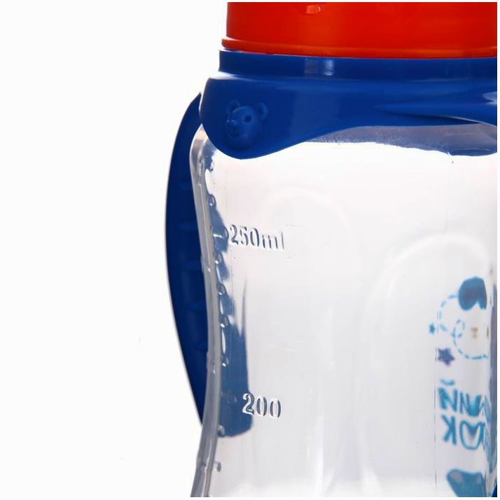 Картинка Бутылочка «Лучший ребёнок», классическое горло, приталенная, с ручками, 250 мл, от 0 мес, цвет синий (№2969819) от магазина Мир детей Товары для Новорожденных