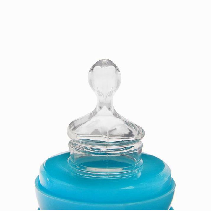 Картинка Бутылочка для кормления с ручками, 280 мл, от 0 мес., цвет белый/голубой, рисунок МИКС (№2825254) от магазина Мир детей Товары для Новорожденных