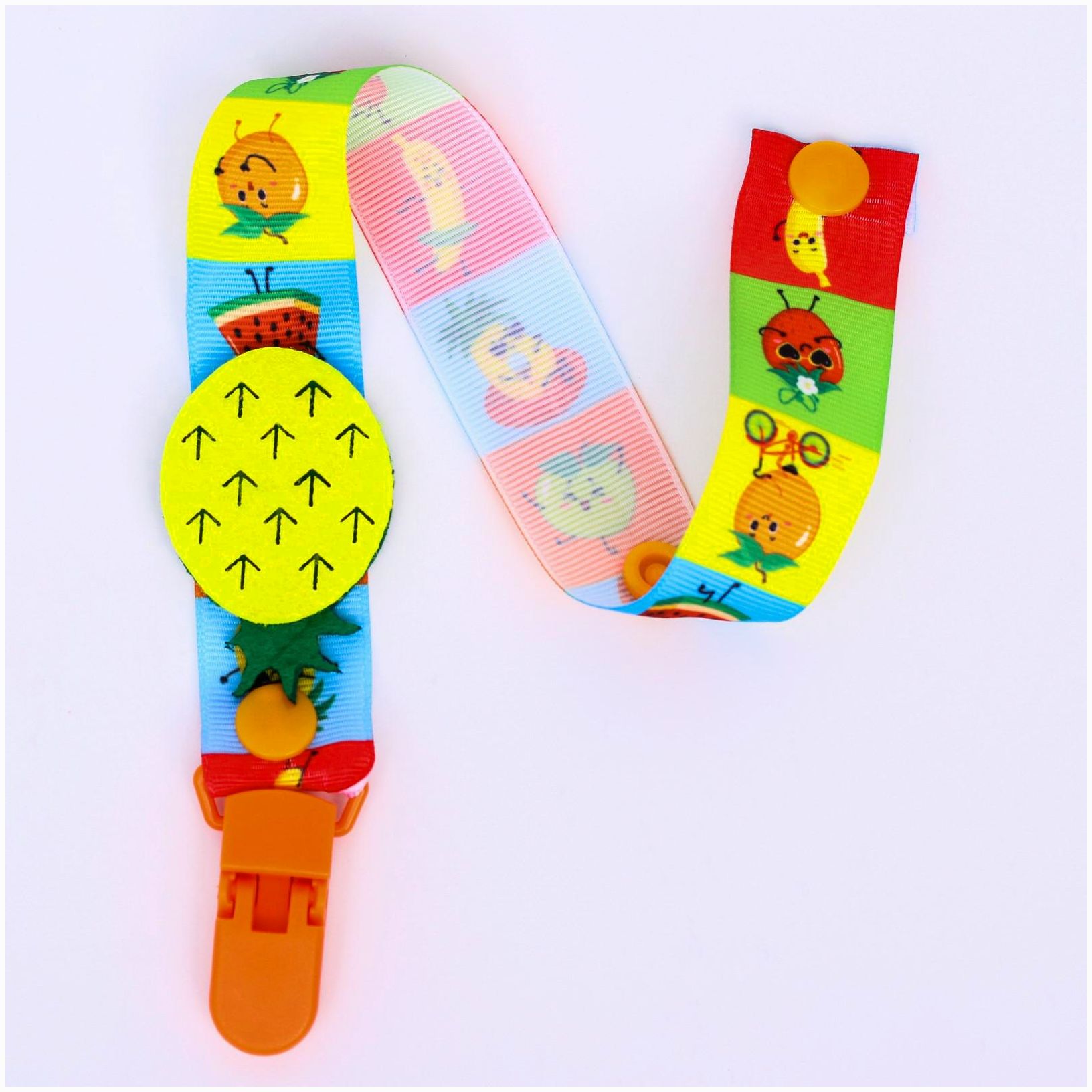 Держатель для соски - пустышки  «Фруктовая тусовка», на ленте артикул анонс 4733709