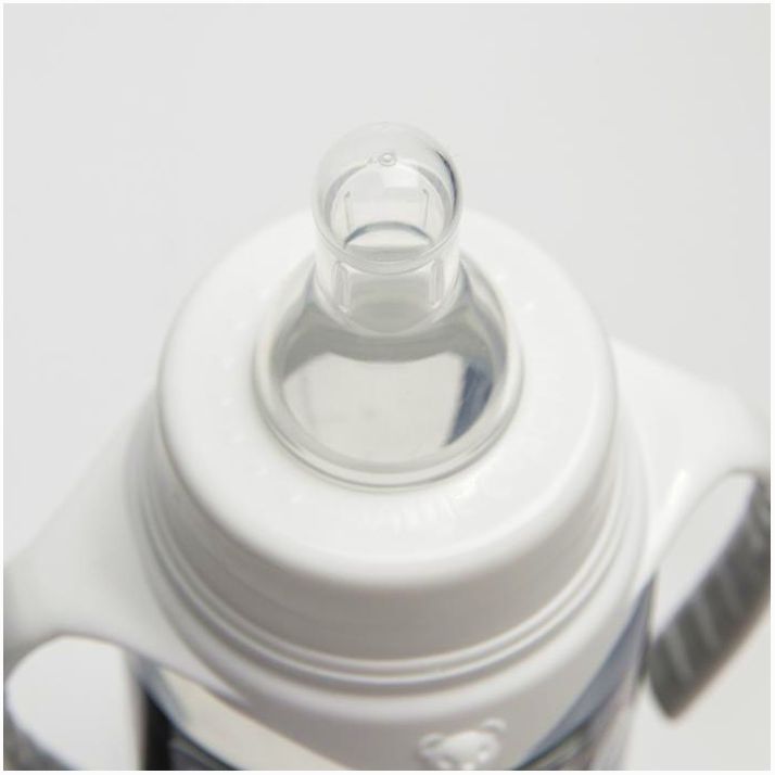 Картинка Бутылочка для кормления «Молоко № 1», классическое горло, с ручками, 250 мл., от 0 мес., цвет чёрный (№2969840) от магазина Мир детей Товары для Новорожденных