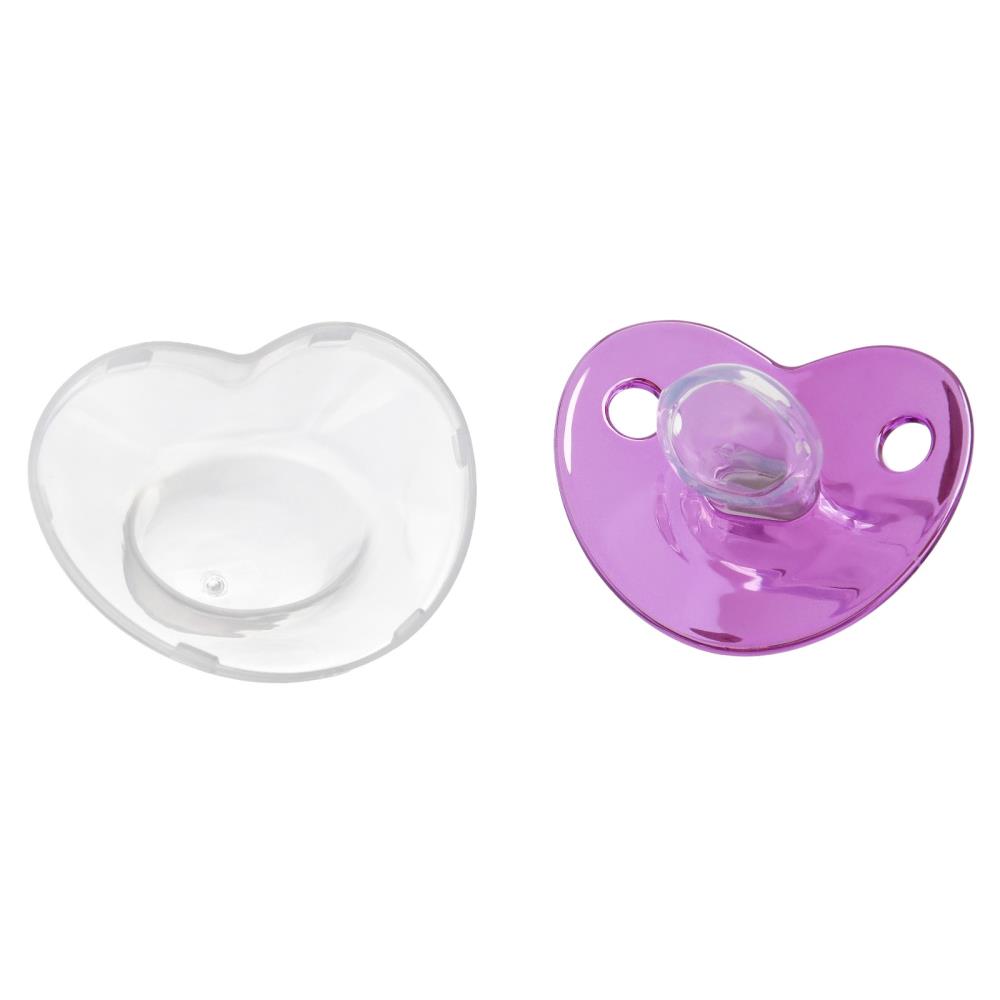 Картинка Соска - пустышка ортодонтическая, BABY, с колпачком, +12 мес., розовая/серебро, стразы (№10092746) от магазина Мир детей Товары для Новорожденных