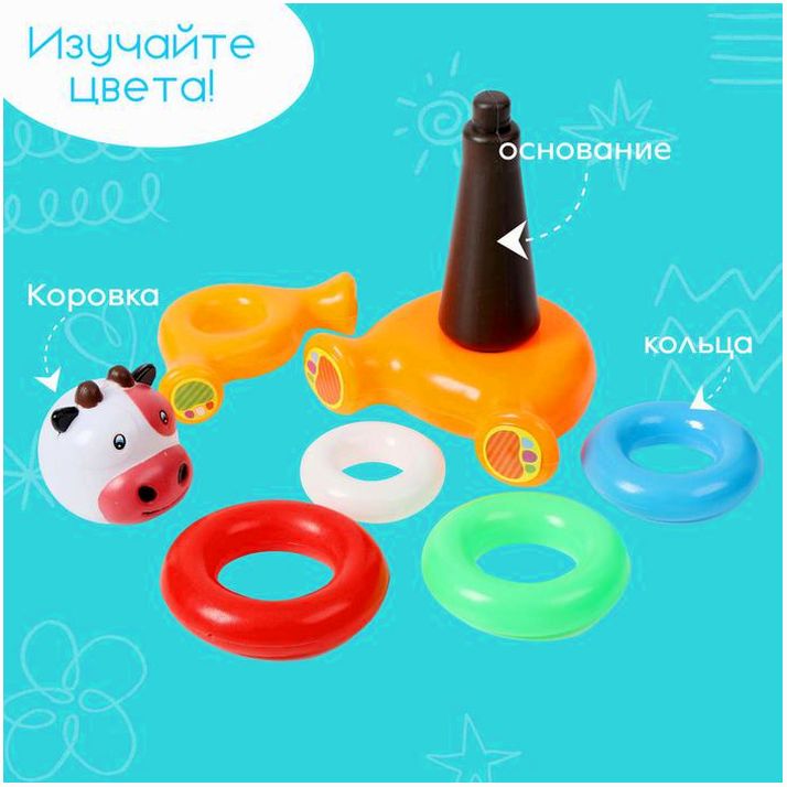 Картинка Пирамидка «Коровка», 6 колец (№5273404) от магазина Мир детей Товары для Новорожденных