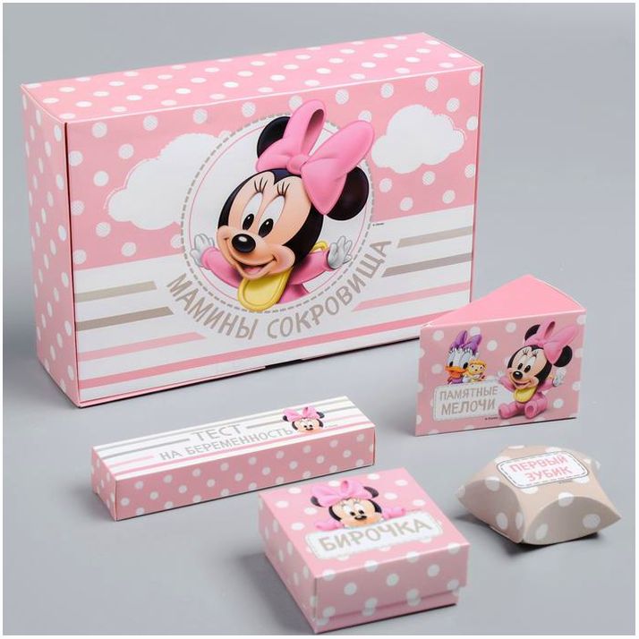 Картинка Набор коробочек для хранения "Мамины сокровища", Минни Маус (№1448683) от магазина Мир детей Товары для Новорожденных