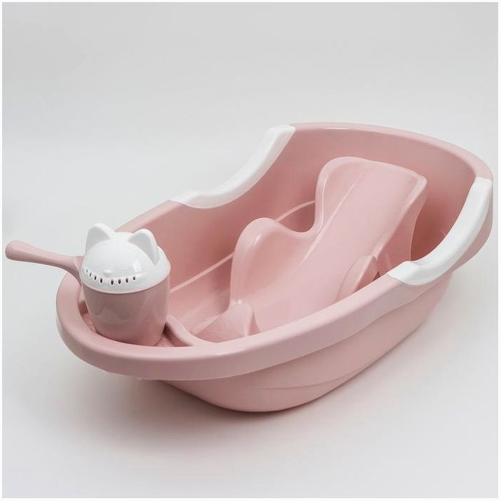 № 4136969 Набор для купания детский, ванночка 86 см., горка, ковш -лейка, цвет розовый