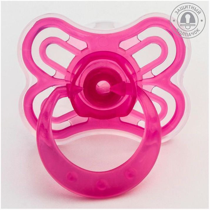 Соска - пустышка классическая, силикон, +6 мес., с колпачком «Бабочка», цвет розовый артикул анонс 4770927