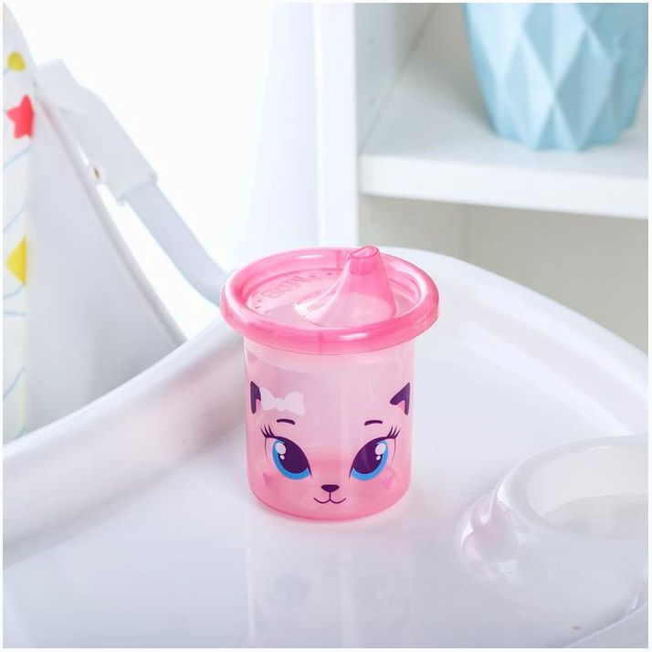 № 3721460 Поильник детский «Кошечка Софи», с твёрдым носиком 200 мл, цвет розовый