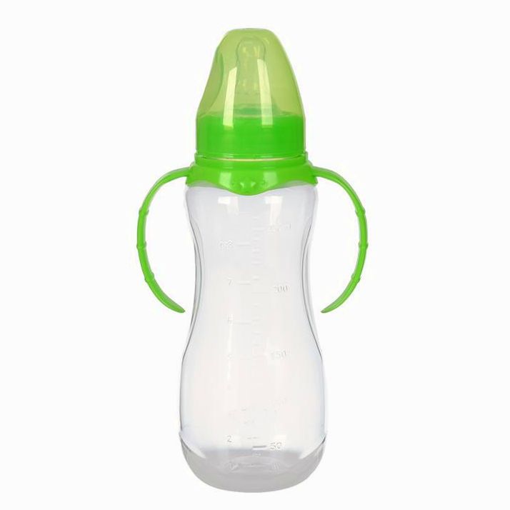 № 2969724 Бутылочка для кормления, классическое горло, с ручками, 250 мл., от 3 мес., цвет зелёный