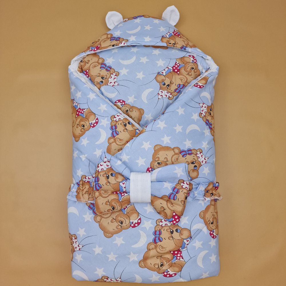 Комплект на выписку 2 пр: одеяло с капюшоном+бант (бязь) артикул анонс 1885б-0-1_м_08