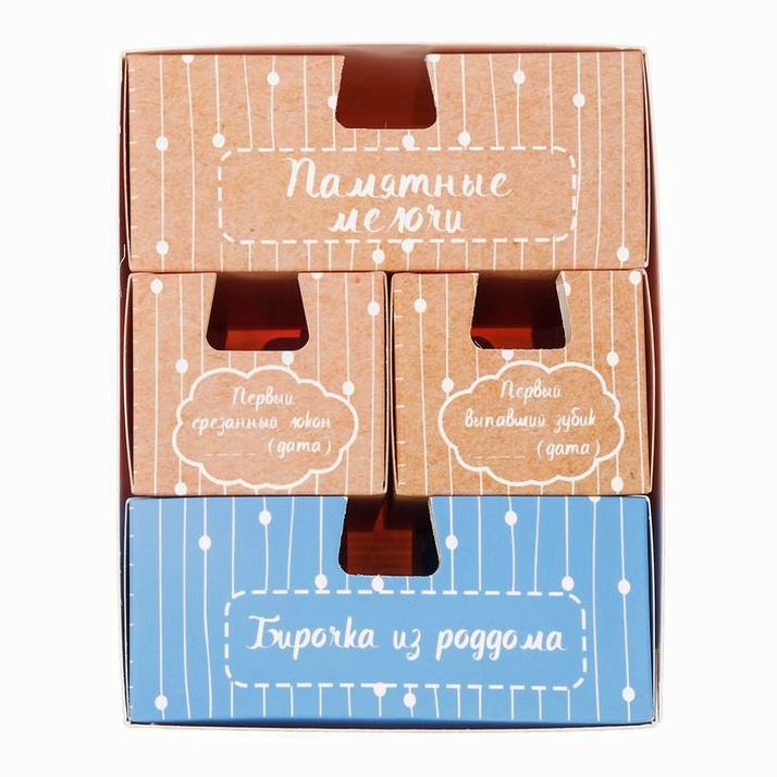 Картинка Набор памятных коробочек в комоде для мальчика "Наше счастье" (№2919040) от магазина Мир детей Товары для Новорожденных