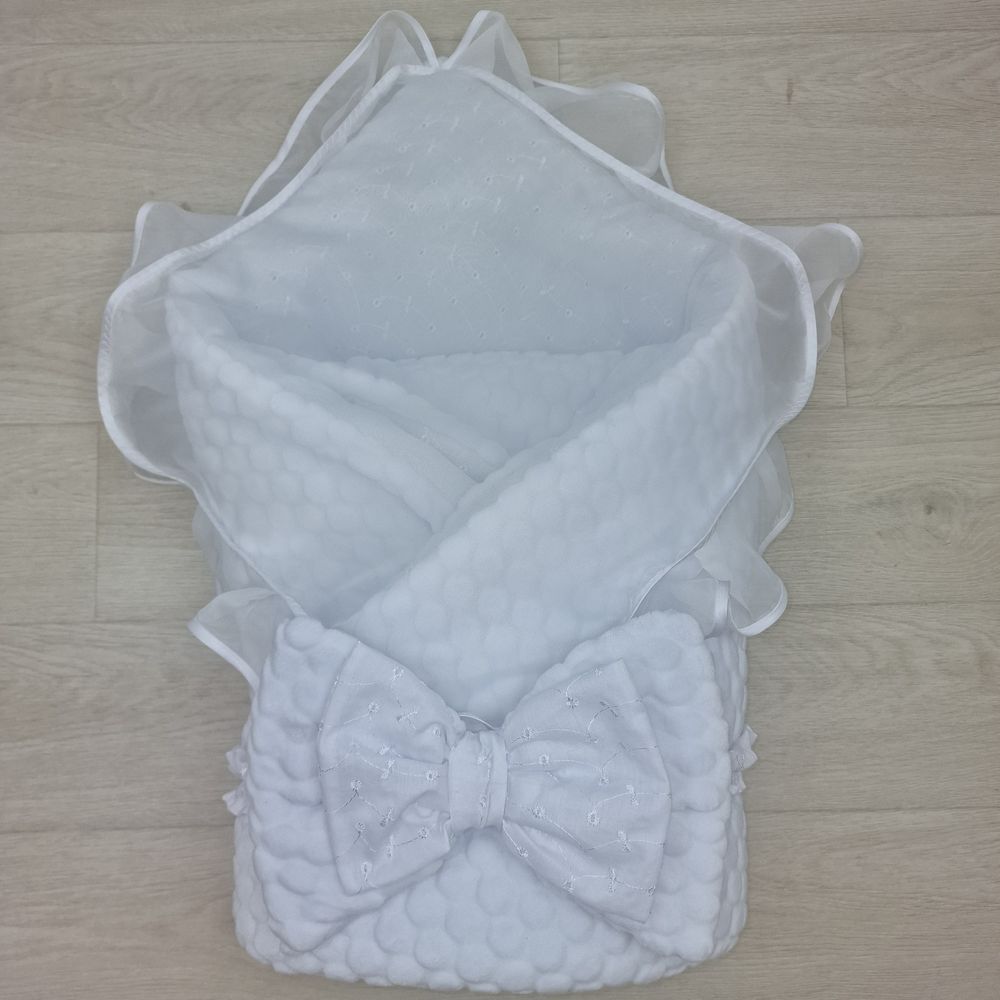 Картинка Конверт комплект на выписку 3 пр: одеяло+уголок+бант (двухсторонний) (№1876в-0-2_н) цвета в ассортименте от магазина Мир детей Товары для Новорожденных