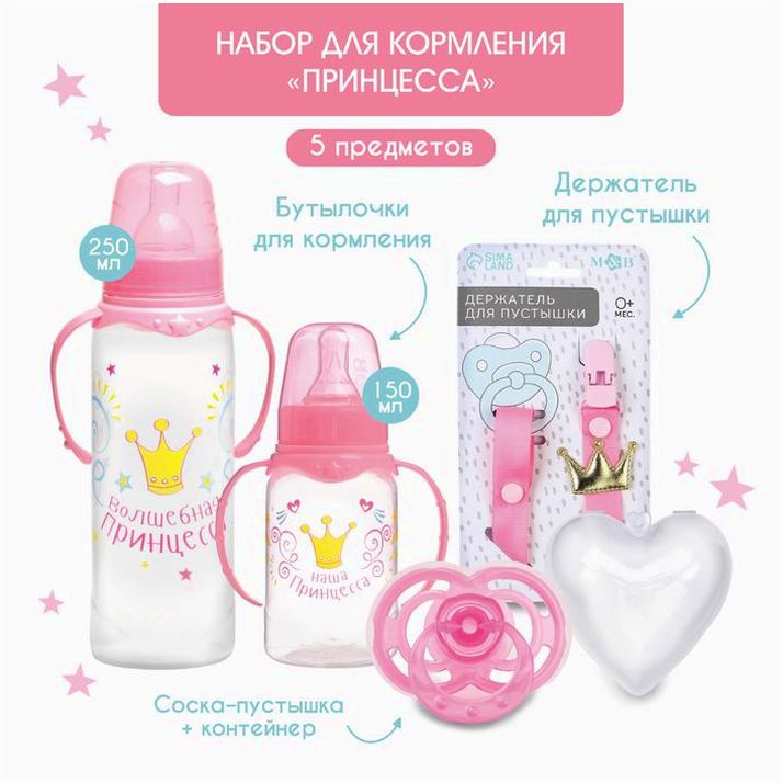 Набор для кормления «Принцесса» 0+, 5 предметов артикул анонс 9917839