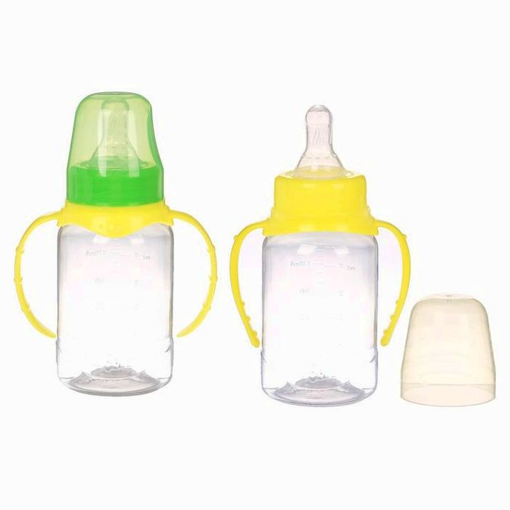 № 2969785 Бутылочка для кормления детская классическая, с ручками, 150 мл, от 0 мес., цвет жёлтый МИКС