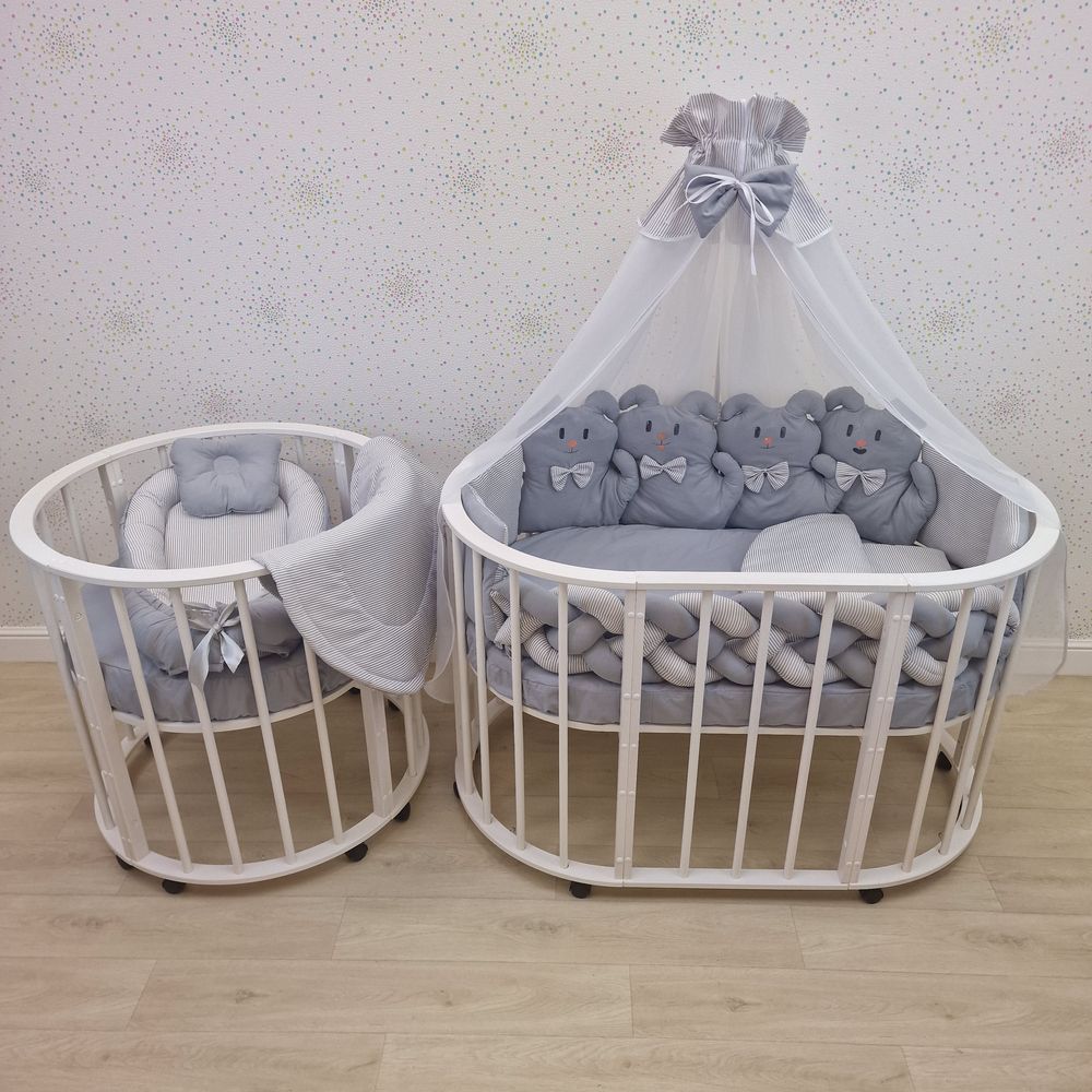 КПБ 19 пр (балдахин + борт + пододеяльник + 2 одеяла + наволочка + 2 подуш + 2 прост + гнездо (бязь) артикул анонс 1183-О-1