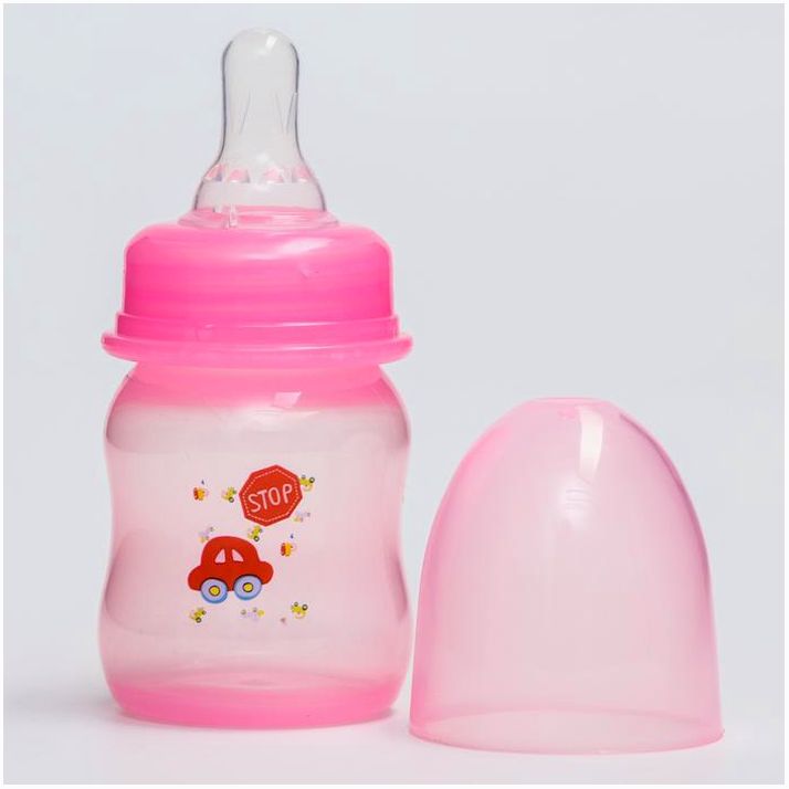 № 2825274 Бутылочка для кормления цветная, классическое горло, 60 мл., от 0 мес., рисунок МИКС для девочки