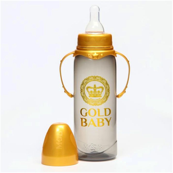 № 5483879 Бутылочка «Gold baby», горло, с ручками, 250 мл., от 0 мес., Золотая коллекция