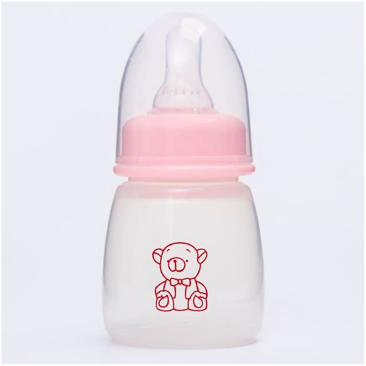 Бутылочка «Мишка малыш», классическое горло, 80 мл., от 0 мес., цвет розовый артикул анонс 4729890
