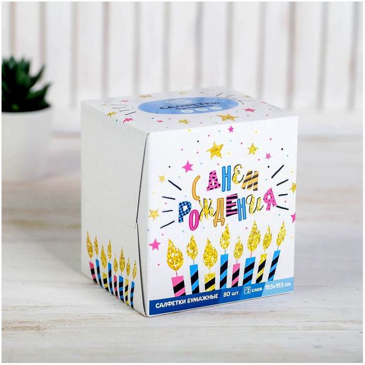 Салфетки бумажные в коробке «С днём рождения», 80 шт. артикул анонс 4777247
