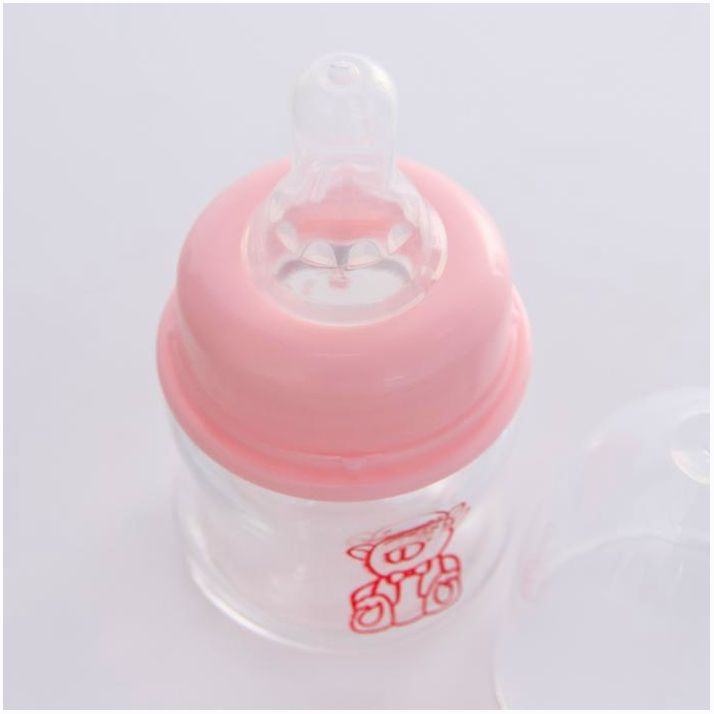 Картинка Бутылочка для кормления «Мишка малыш», классическое горло, стекло., 60 мл., от 0 мес., цвет розовый (№4729894) от магазина Мир детей Товары для Новорожденных