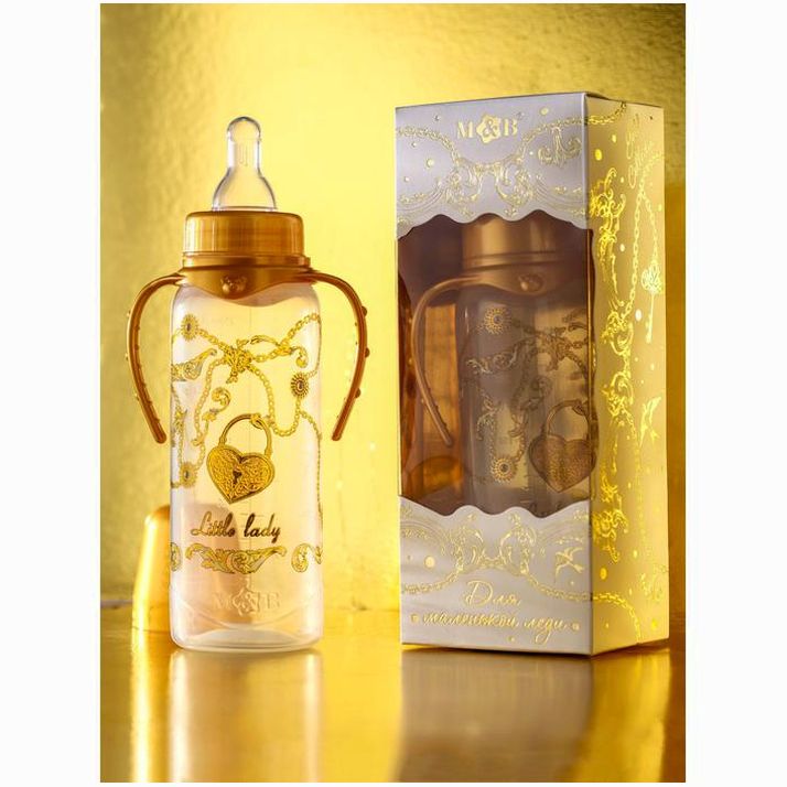 Картинка Бутылочка «Little lady», классическое горло, с ручками, 250 мл., от 3 мес., Золотая коллекция (№5483883) от магазина Мир детей Товары для Новорожденных
