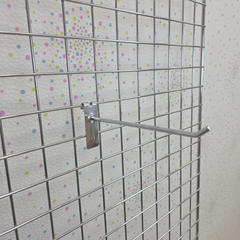 Крючок (кронштейн) на торговую решетку (длина 20 см) хром артикул анонс Кр-один-20х