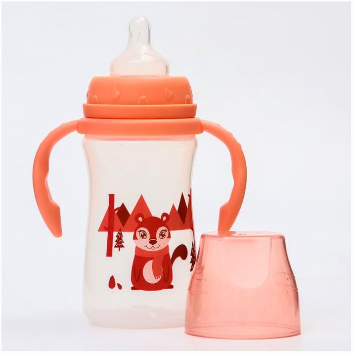 № 4770835 Бутылочка для кормления, с ручками, 270 мл., цвет красный