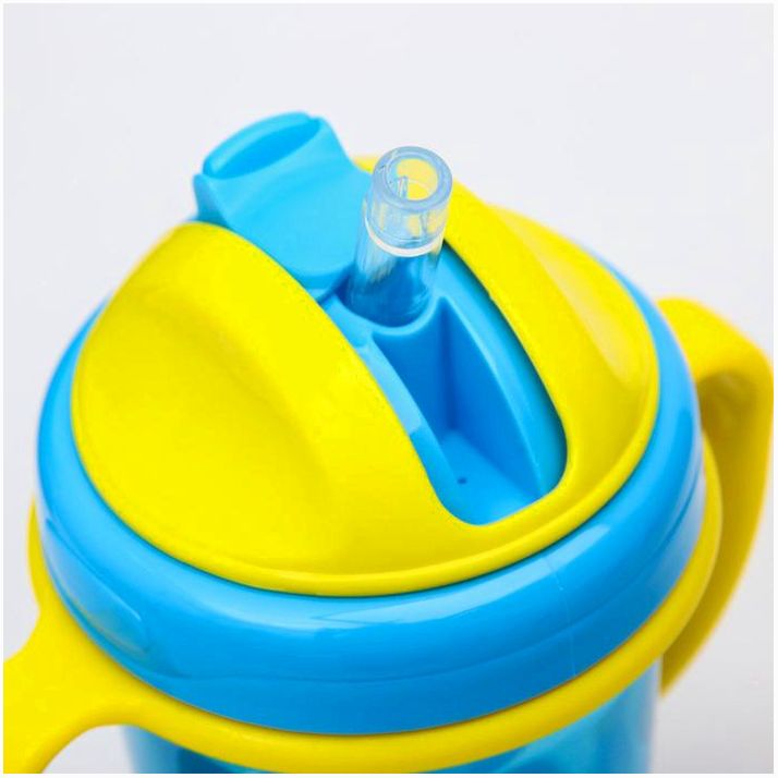 № 4770847 Поильник детский с силиконовой трубочкой, 300 мл., с ручками, цвет голубой