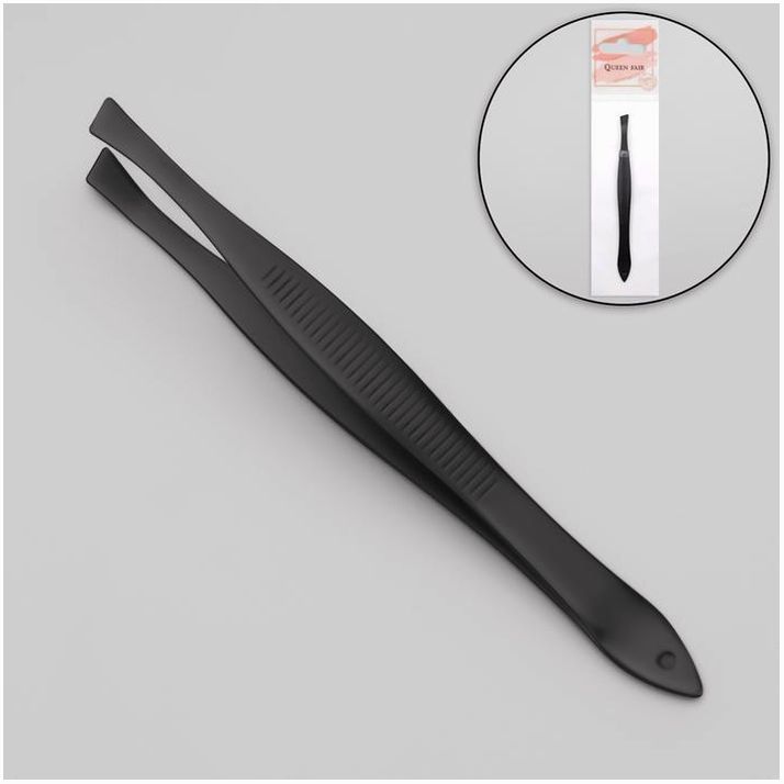 Пинцет скошенный, узкий, 8,5 см, цвет чёрный артикул анонс 1492255