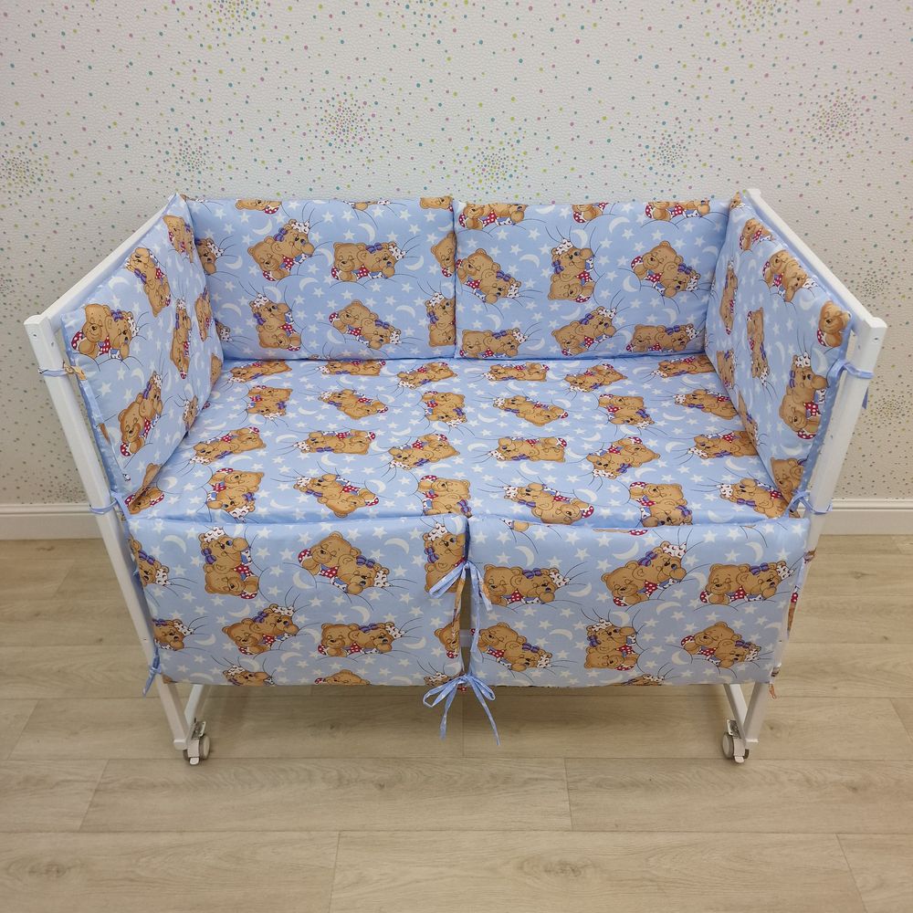 Бортик из 6 (0кв+6пр) подушек по всему периметру кроватки (бязь + синтепон) артикул анонс 973_03