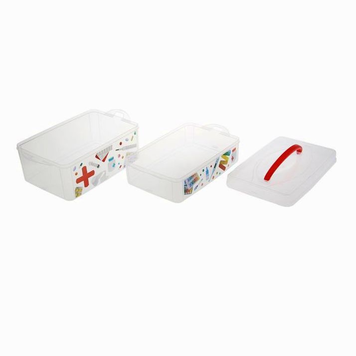 № 1100056 Контейнер универсальный Multi box, 2 секции, с ручкой и декором, рисунок МИКС