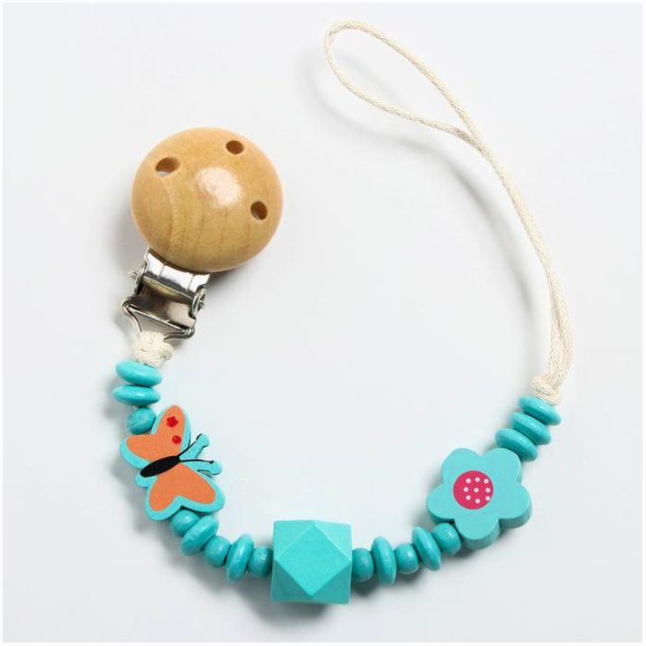 Держатель для соски - пустышки «Бабочка», дерев., цвет бирюзовый артикул анонс 4155498