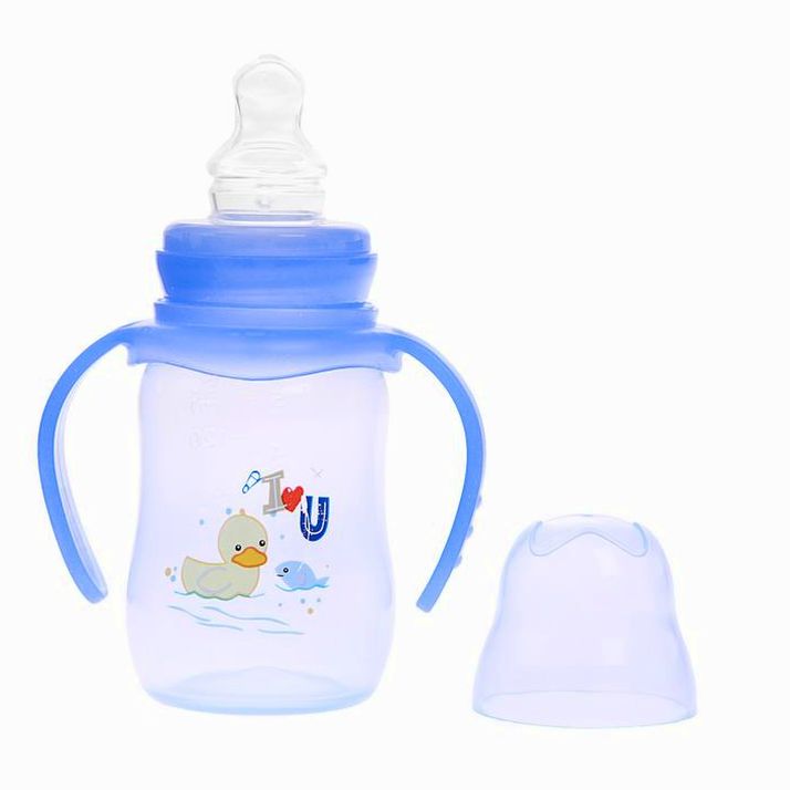 № 2825263 Бутылочка для кормления цветная с ручками, 150 мл, от 0 мес., цвет голубой