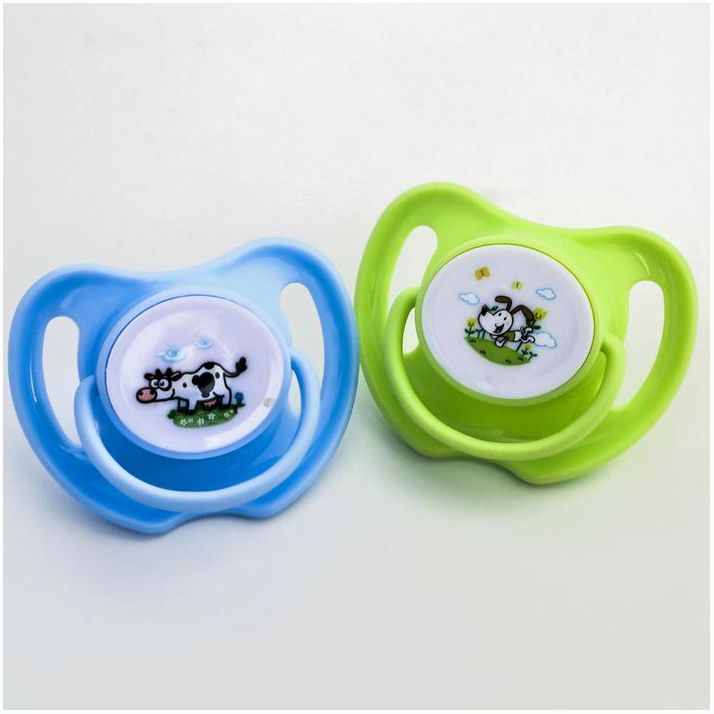 № 4591111 Пустышка от 6 мес., ортодонт., с колпачком, контейнер, цвет голубой/зеленый