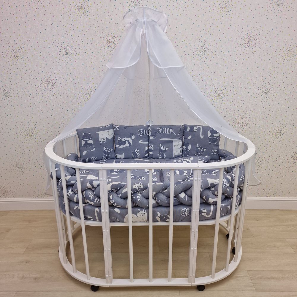 Картинка КПБ 11 пр (балдахин + борт + пододеяльник + одеяло + наволочка + подушка + простынь (бязь) коса (№1154-0-1) цвета в ассортименте от магазина Мир детей Товары для Новорожденных