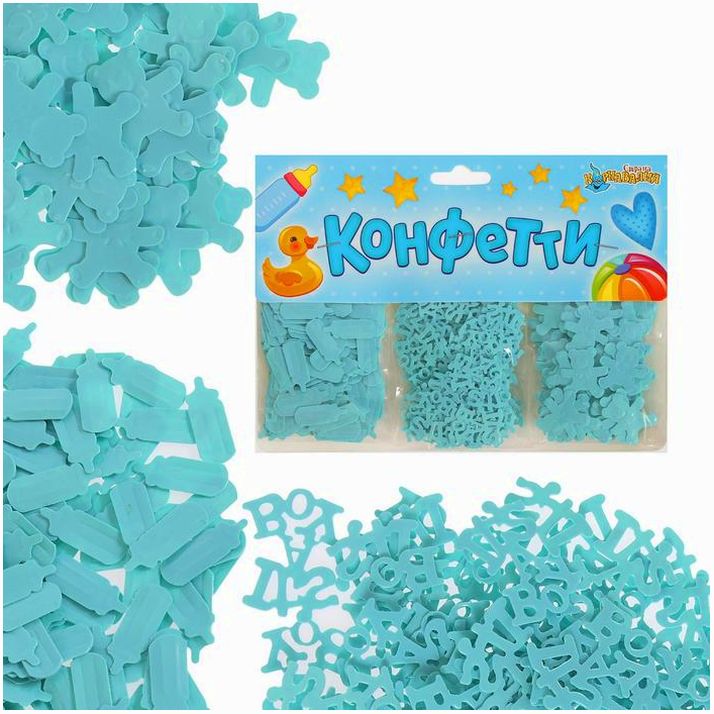 Конфетти «Новорождённый», набор 3 пакета, 21 г, цвет голубой артикул анонс 1204263