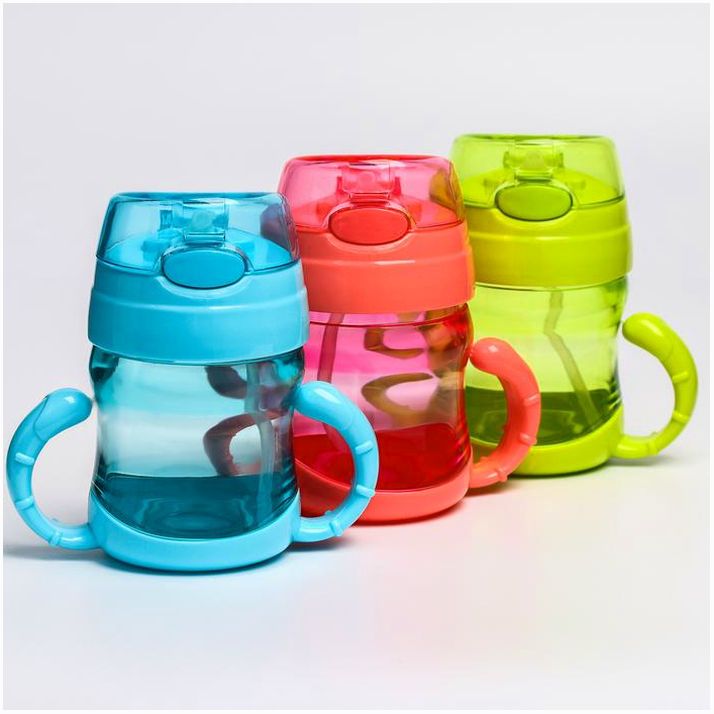 Поильник с силиконовой трубочкой, с ручками, 150 мл., цвет МИКС артикул анонс 1578620