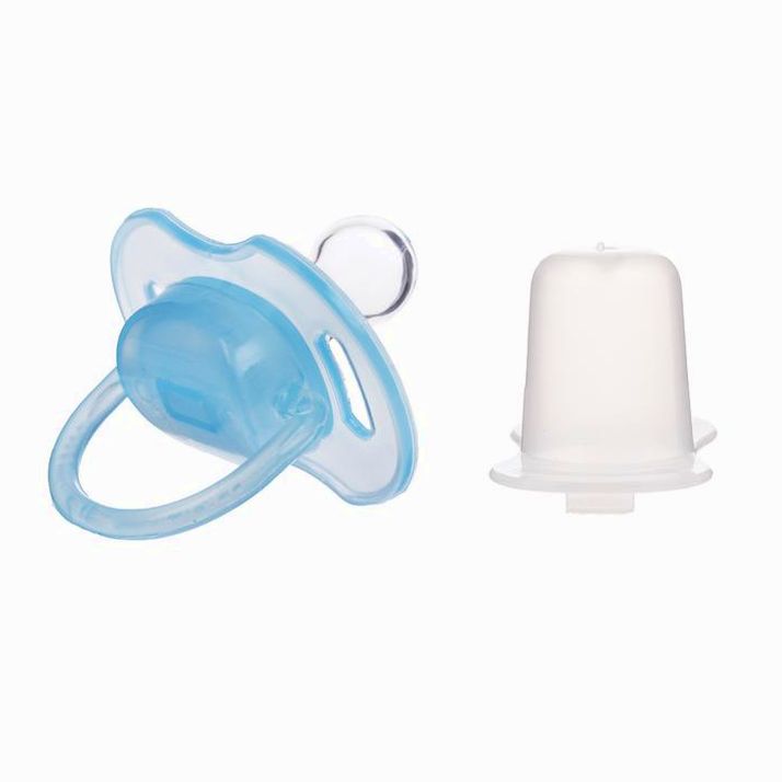 № 2300105 Пустышка классическая, силикон, от 0 - 3 мес., с колпачком, цвет голубой