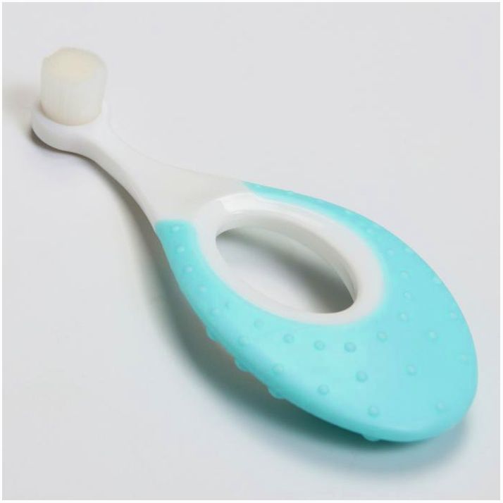 Детская зубная щетка, нейлон, с ограничителем, цвет бирюзовый артикул анонс 6929795