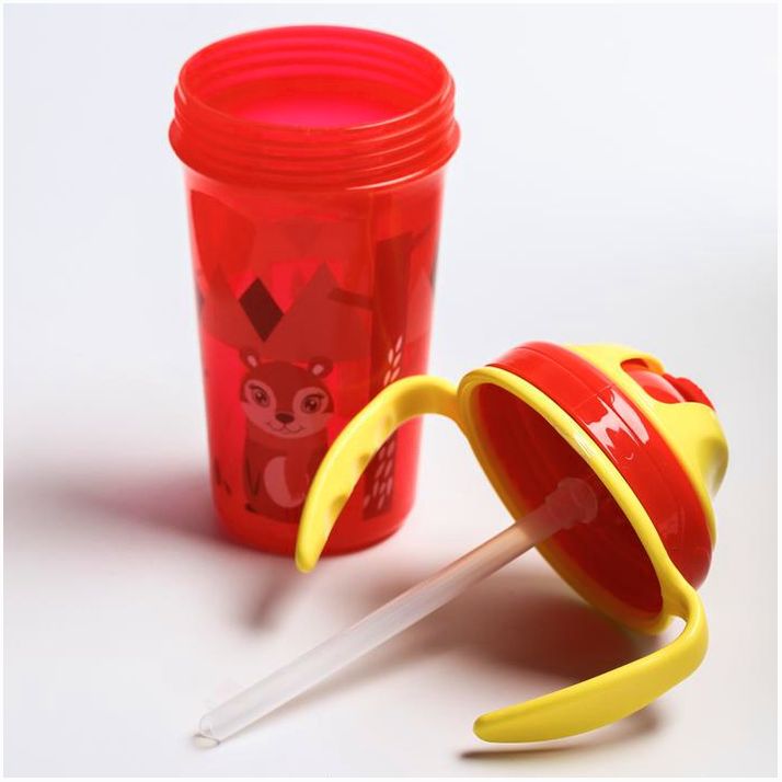 Картинка Поильник детский с силиконовой трубочкой, 300 мл., с ручками, цвет красный (№4770855) от магазина Мир детей Товары для Новорожденных