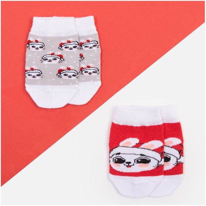 № 9085186 Набор новогодних носков Крошка Я «Зайчик», 2 пары, 6-8 см