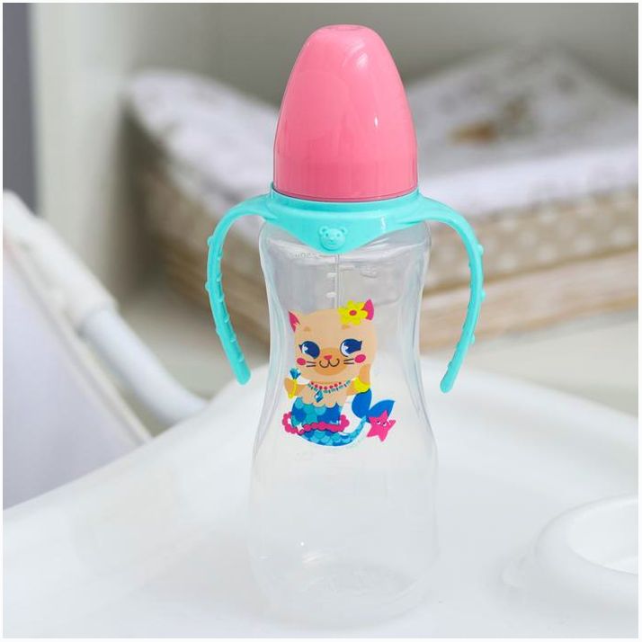 № 4882549 Бутылочка «ТРЕНД. Которусалка», клас горло, 250 мл, от 3 мес, приталенная, с ручками, цвет розовый