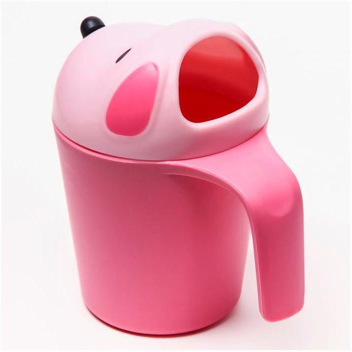 № 7761354 Ковш для купания и мытья головы, детский банный ковшик, хозяйственный «Собачка», цвет розовый